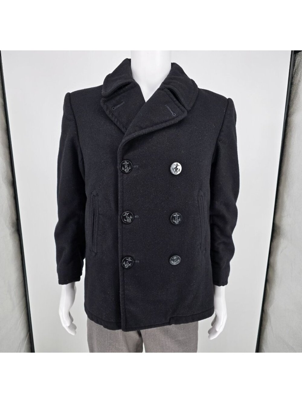 Vintage 1986 U.S Navy Major Wool Coat Company Black Enlisted Peacoat (38S)